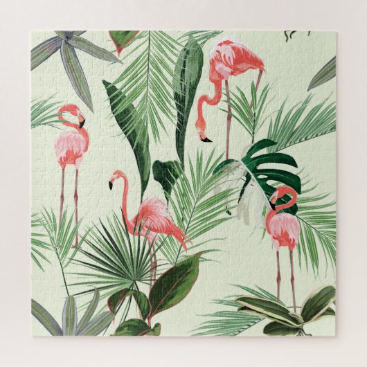 Pink Flamingo Exotic Blume Muster Puzzle (Vertikal)