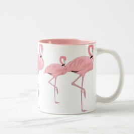 Pink Flamingo Family Flock Zweifarbige Tasse