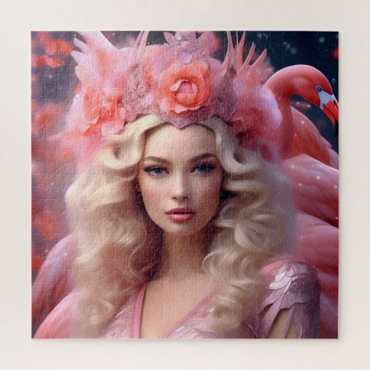 Pink Flamingo Fantasy Beauty Puzzle (Vertikal)