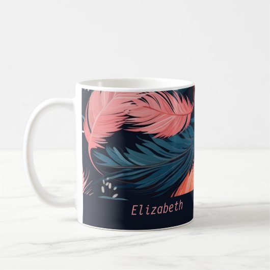 Pink Flamingo Feathers Tropical Themed Patches Kaffeetasse (Links)