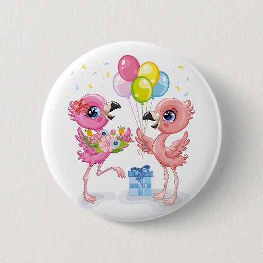 Pink Flamingo-Feier Button (Vorderseite)