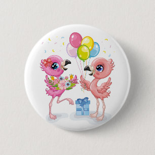 Pink Flamingo-Feier Button