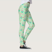 Pink Flamingo Ferns Tropical Green Summer Pattern Leggings (Rechts)
