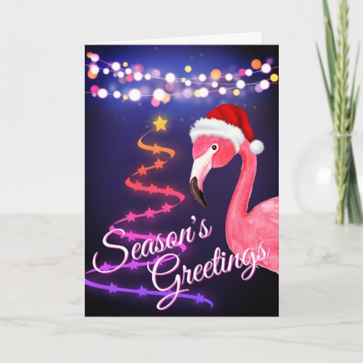 Pink Flamingo Festive Tropical Beach Weihnachten (Vorderseite)
