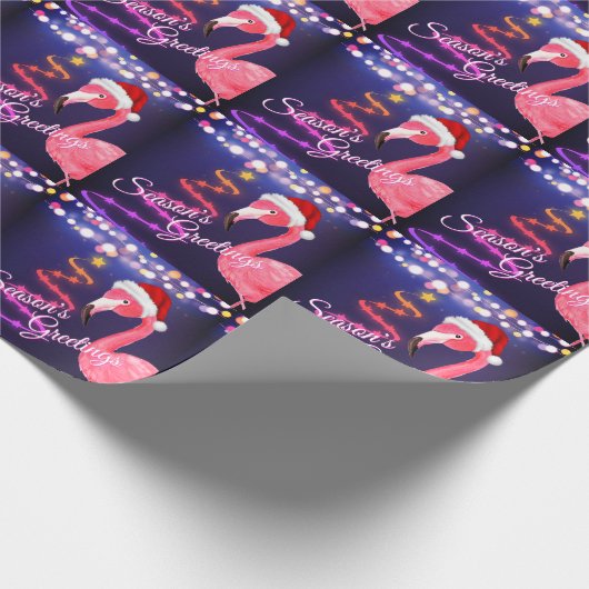 Pink Flamingo Festive Tropical Beach Weihnachten Geschenkpapier (Ecke)