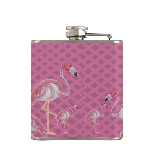Pink Flamingo Flamingos Paradise Beach Flachmann (Rückseite)