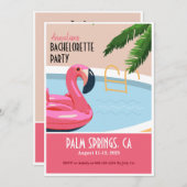 Pink Flamingo Float Bachelorette Einladung (Vorne/Hinten)