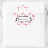 Pink Flamingo Flock Muster Business Promo Runder Aufkleber (Tasche)