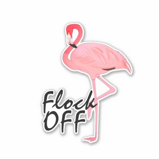 Pink Flamingo Flock Off Sticker (Vorderseite)