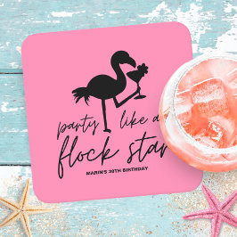 Pink Flamingo Flock Star Tropical Birthday Rechteckiger Pappuntersetzer