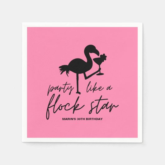 Pink Flamingo Flock Star Tropical Birthday Serviette (Vorderseite)