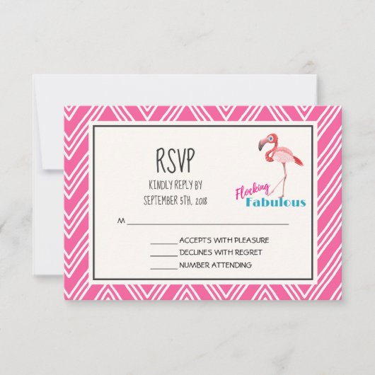 Pink Flamingo Flockin Fabulous Fun UAWG RSVP Karte (Vorderseite)
