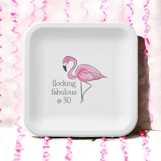 Pink Flamingo Flocking Fabulous bei 30 Pappteller