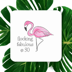 Pink Flamingo Flocking Fabulous bei 30 Rechteckiger Pappuntersetzer