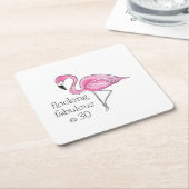 Pink Flamingo Flocking Fabulous bei 30 Rechteckiger Pappuntersetzer (angewinkelt)