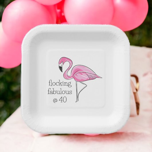Pink Flamingo Flocking Fabulous bei 40 Pappteller