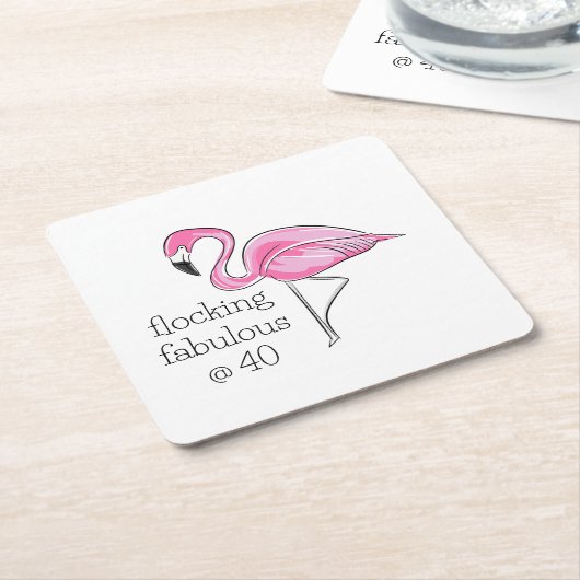 Pink Flamingo Flocking Fabulous bei 40 Rechteckiger Pappuntersetzer (angewinkelt)