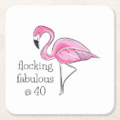 Pink Flamingo Flocking Fabulous bei 40 Rechteckiger Pappuntersetzer (Vorderseite)