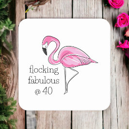Pink Flamingo Flocking Fabulous bei 40 Rechteckiger Pappuntersetzer