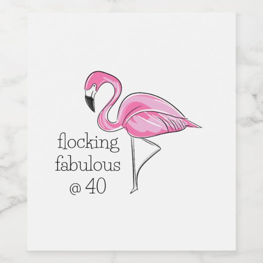 Pink Flamingo Flocking Fabulous bei 40 Weinetikett (Einzelnes Label)