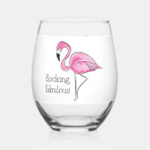 Pink Flamingo Flocking Fabulous Girl's Night Weinglas Ohne Stiel (Vorderseite)