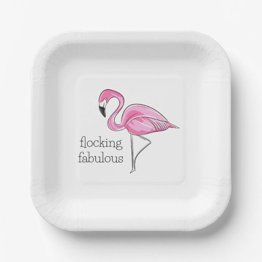 Pink Flamingo Flocking Fabulous Pappteller (Vorderseite)