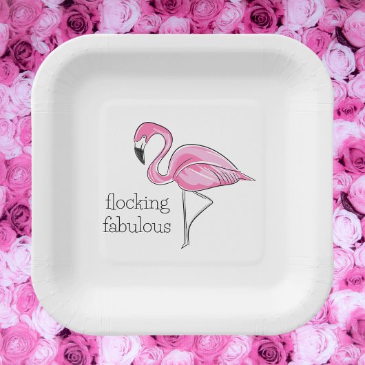 Pink Flamingo Flocking Fabulous Pappteller