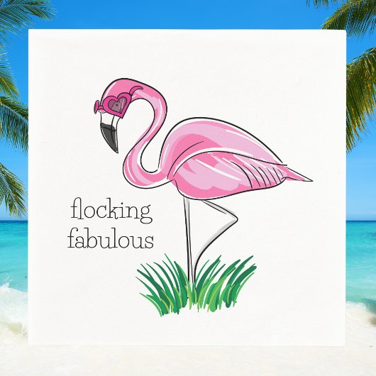 Pink Flamingo Flocking Fabulous Pink Brille Serviette