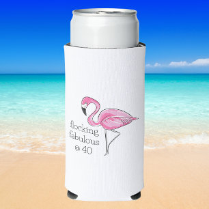 Pink Flamingo Flocking Fabulous zum Vierzigsten 40 Selters Dosenkühler