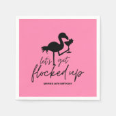 Pink Flamingo Flocking Tropical Birthday Serviette (Vorderseite)