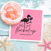 Pink Flamingo Flocking Tropical Birthday Serviette