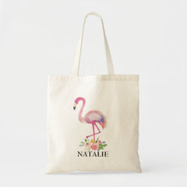 Pink Flamingo Floral Kids Personalisiertes Geschen Tragetasche