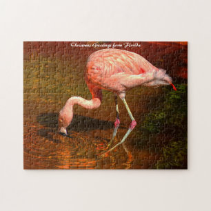 Pink Flamingo Florida.Christmas Grüße Puzzle