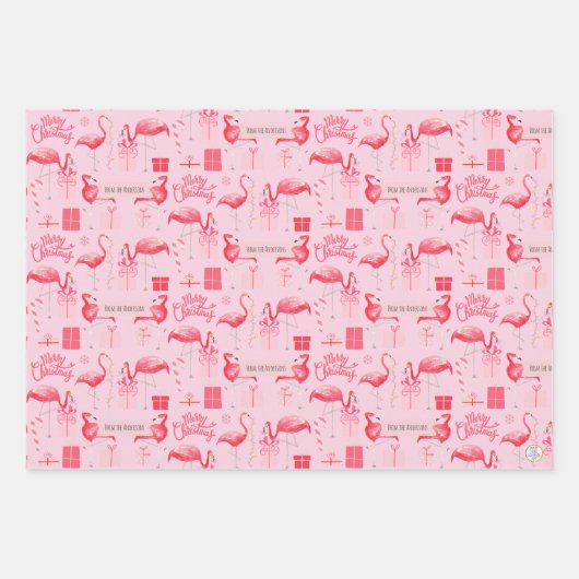 Pink Flamingo Florida Weihnachten Retro Pastell Pi Geschenkpapier Set (Vorderseite 3)