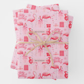 Pink Flamingo Florida Weihnachten Retro Pastell Pi Geschenkpapier Set (Beispiel)