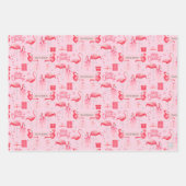 Pink Flamingo Florida Weihnachten Retro Pastell Pi Geschenkpapier Set (Vorderseite)