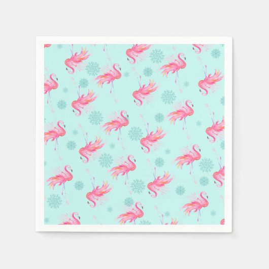Pink Flamingo Florida Weihnachtsfeiertag Serviette (Vorderseite)