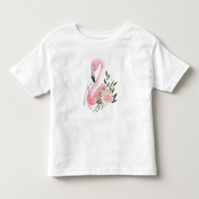 Pink Flamingo Flower Girl Wedding Kleinkind T-shirt (Vorderseite)