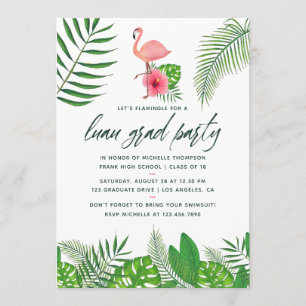 Pink Flamingo Foto Watercolor Luau Abschluss Ankündigung
