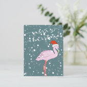 Pink Flamingo Frohe Weihnachten (Stehend Vorderseite)