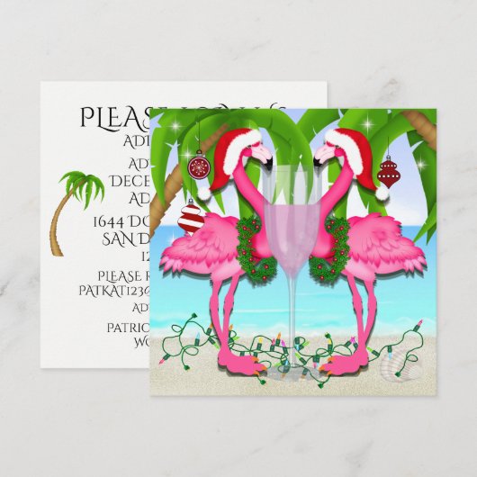 Pink Flamingo Fun Einladung #holidayZ (Vorne/Hinten)
