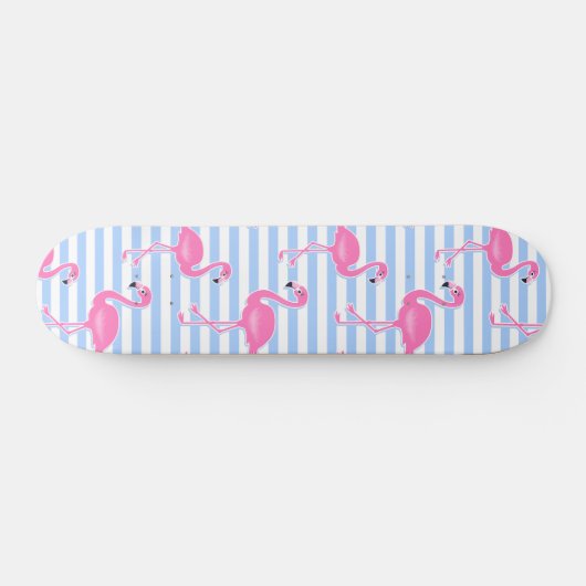 Pink Flamingo Fun Muster Skateboard (Horizontal)