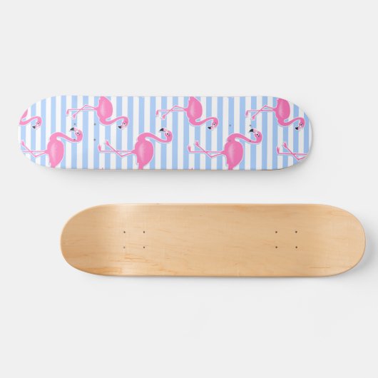 Pink Flamingo Fun Muster Skateboard (Horizontal)