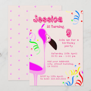 Pink Flamingo Geburtstag Einladung
