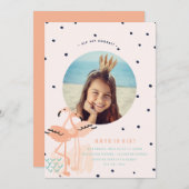 PINK FLAMINGO GEBURTSTAG EINLADUNG (Vorne/Hinten)