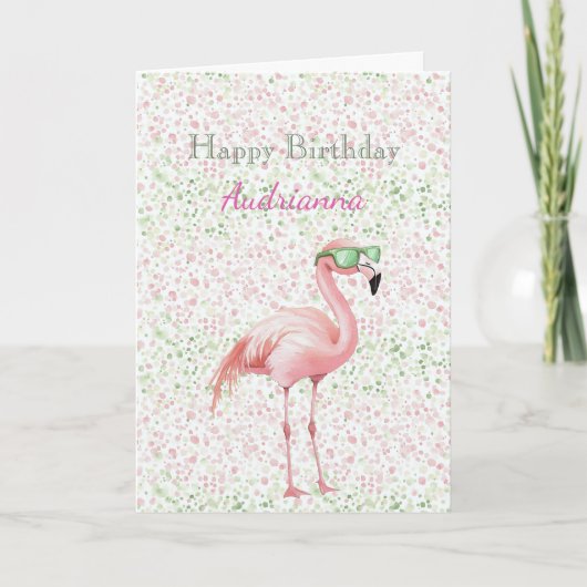 Pink Flamingo Geburtstag Karte (Vorderseite)