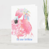 Pink Flamingo Geburtstagskarte Karte (Vorderseite)
