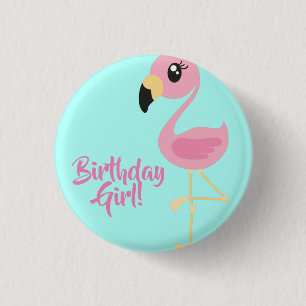 Pink Flamingo Geburtstagsparty Button