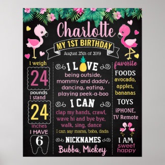 Pink Flamingo Geburtstagsparty Chalkboard Poster