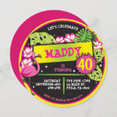 PINK FLAMINGO Geburtstagsparty Einladung (Vorne/Hinten)